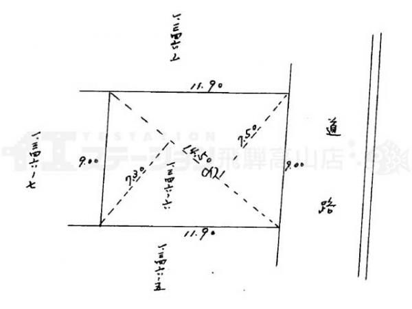 高山市片野町6丁目 住宅用土地 32.45坪 区画図 