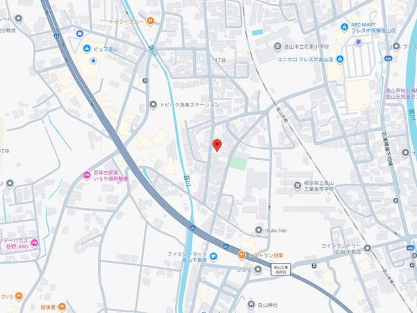 高山市花里町1丁目 中古戸建 5DK＋旧店舗 現地案内図 