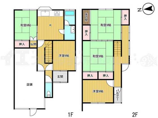 高山市花里町1丁目 中古戸建 5DK＋旧店舗 間取り図 