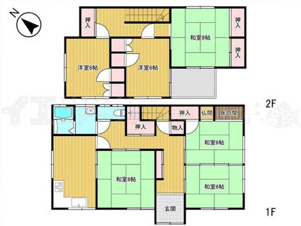 高山市片野町2丁目 中古戸建 6DK 間取り図 