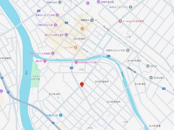 飛騨市古川町増島町 中古戸建 7DK＋旧店舗 現地案内図 