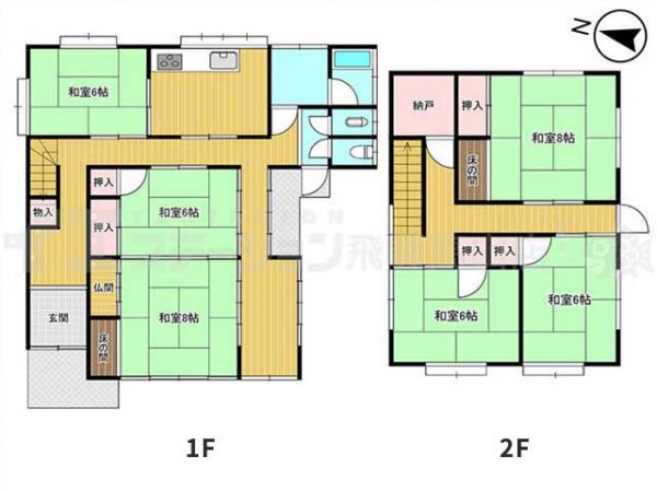 高山市片野町4丁目 中古戸建 6DK 間取り図 