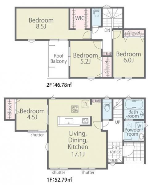 新築戸建 板野郡藍住町矢上字春日 JR高徳線勝瑞駅 2,430万円