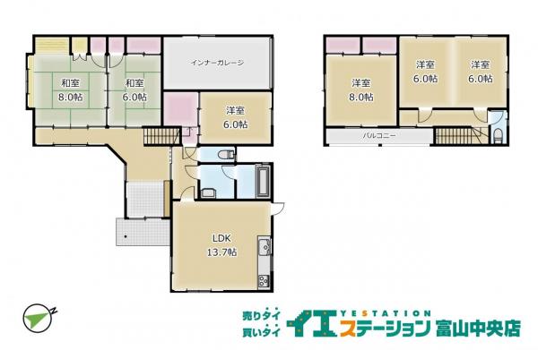 中古戸建 富山市月岡東緑町２丁目37 富山地鉄不二越上滝線月岡駅 800万円