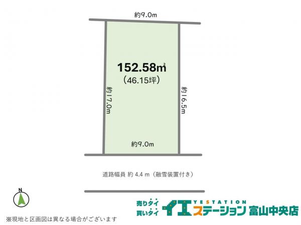 土地 富山市粟島町2丁目6-27 富山ライトレール越中中島駅 498万円