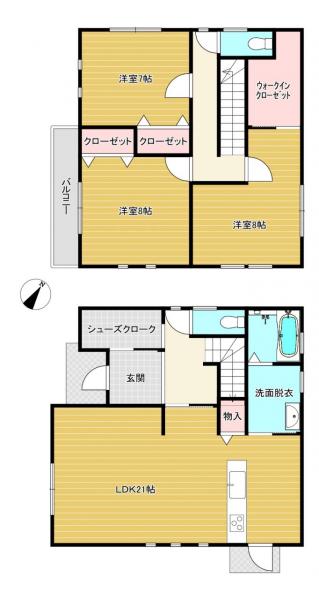 下右田｜築浅戸建て 間取り図 