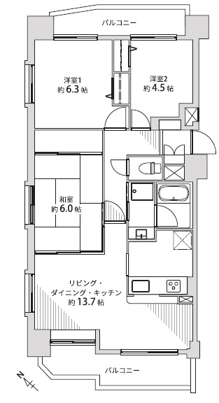 中古マンション 仙台市太白区八本松1丁目 仙台市営地下鉄南北線長町一丁目駅 2090万円