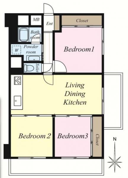 中古マンション 東村山市富士見町３丁目2-3 西武多摩湖線武蔵大和駅 1,790万円