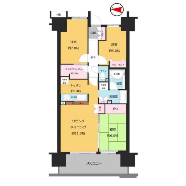 中古マンション 東京都西東京市芝久保町1丁目12−66 西武新宿線田無駅 3450万円
