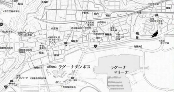 1112　蒲郡市大塚町西島売土地 現地案内図 