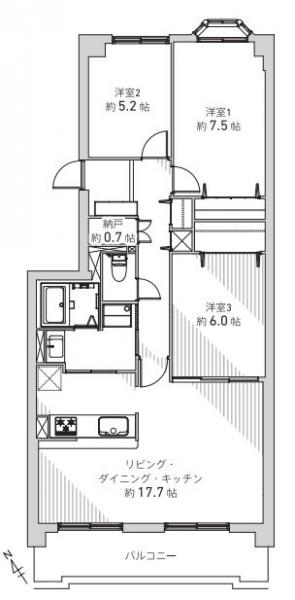 中古マンション 札幌市白石区北郷一条5丁目 JR千歳線白石駅 2490万円