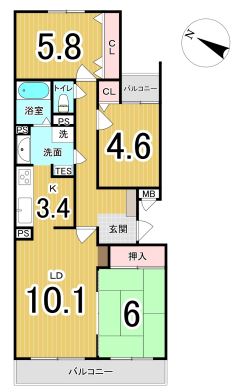 中古マンション 札幌市清田区北野五条4丁目 札幌市東西線南郷18丁目駅 870万円