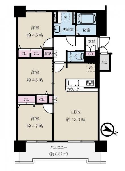 中古マンション 札幌市中央区北三条西１３丁目 札幌市東西線西１１丁目駅 2,490万円