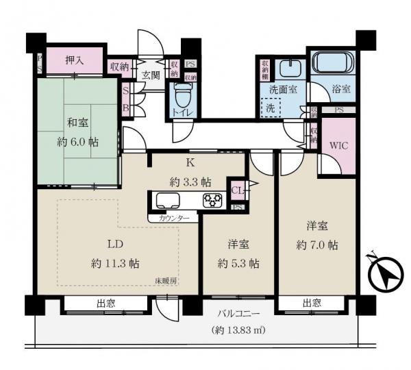 中古マンション 札幌市中央区宮の森三条５丁目 札幌市東西線西２８丁目駅 2,480万円