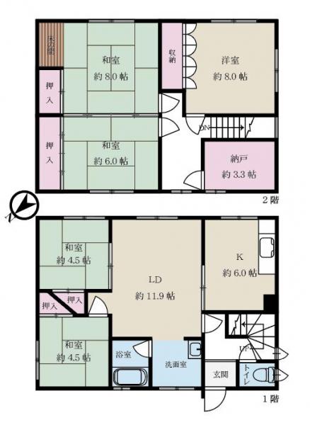 中古戸建 北広島市白樺町３丁目 JR千歳線北広島駅 1,280万円
