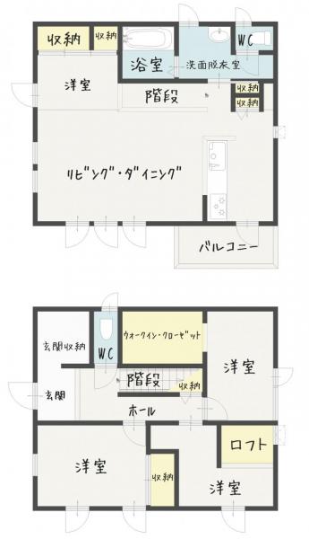 鶴野東4丁目　中古住宅 間取り図 