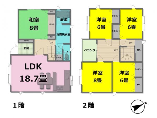 中古戸建 八戸市湊高台６丁目7-7 JR八戸線白銀駅 1,490万円